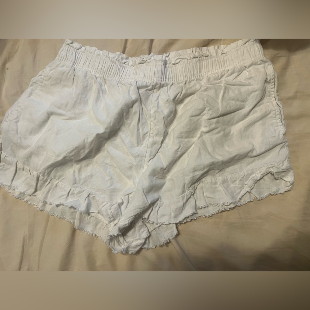 Aerie White Ruffle Sleep Shorts